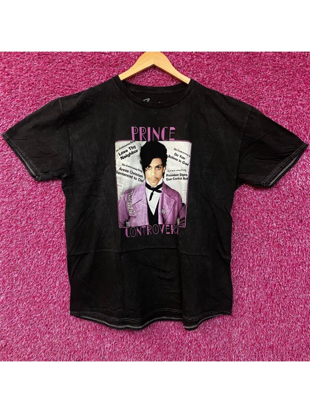 Prince Controversy Washed Acid-Wash Graphic T-Shirt XL